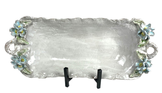 Barbara Jean Tray w/Blue Flowers & Handles