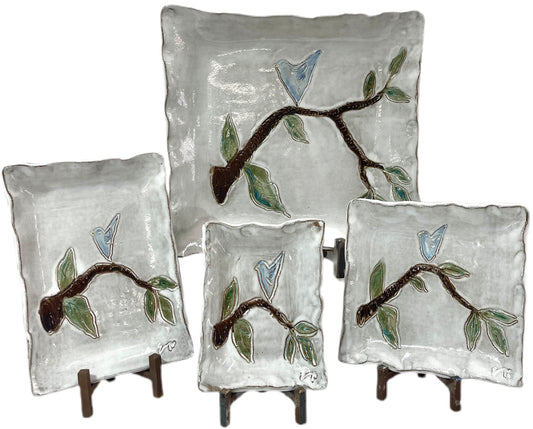 Blue Bird on Branch Tray