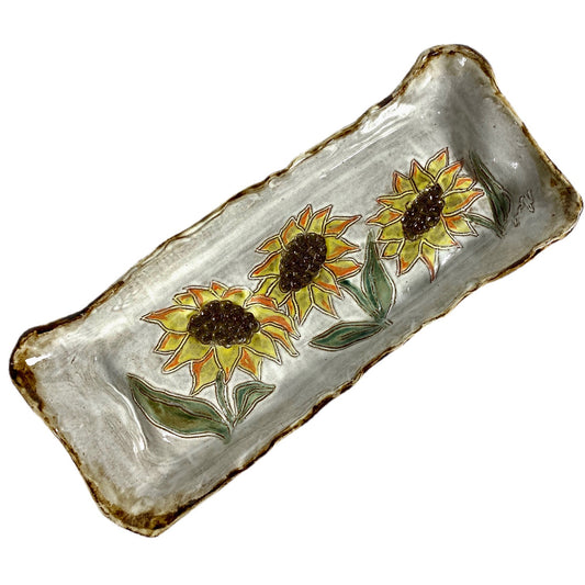 Bread Tray Rectangle Sunflower 17.5" X 7.5" X 2"