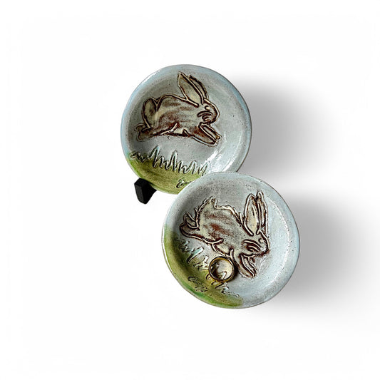 Ring Dish Bunny Antique White w/Brown Bunny