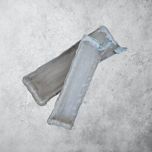 Olive Tray w/Bird Antique White w/Blue Bird