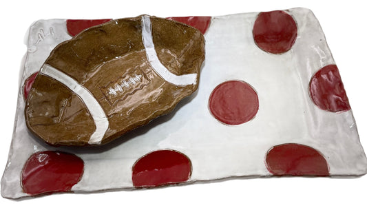 XLg Rect. Tray w/Football Red Dots