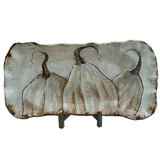 Barbara Jean 3 Pumpkins Antique White 21" X 9