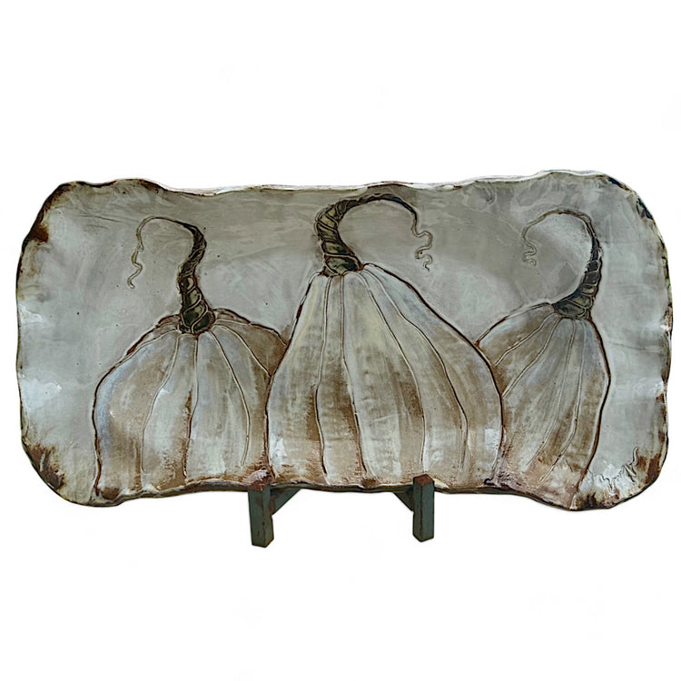 Barbara Jean 3 Pumpkins Antique White 21" X 9