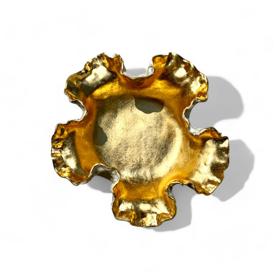 5 Points Sybil  Bowl w/Gold Leaf Apporx. 11" Diam.