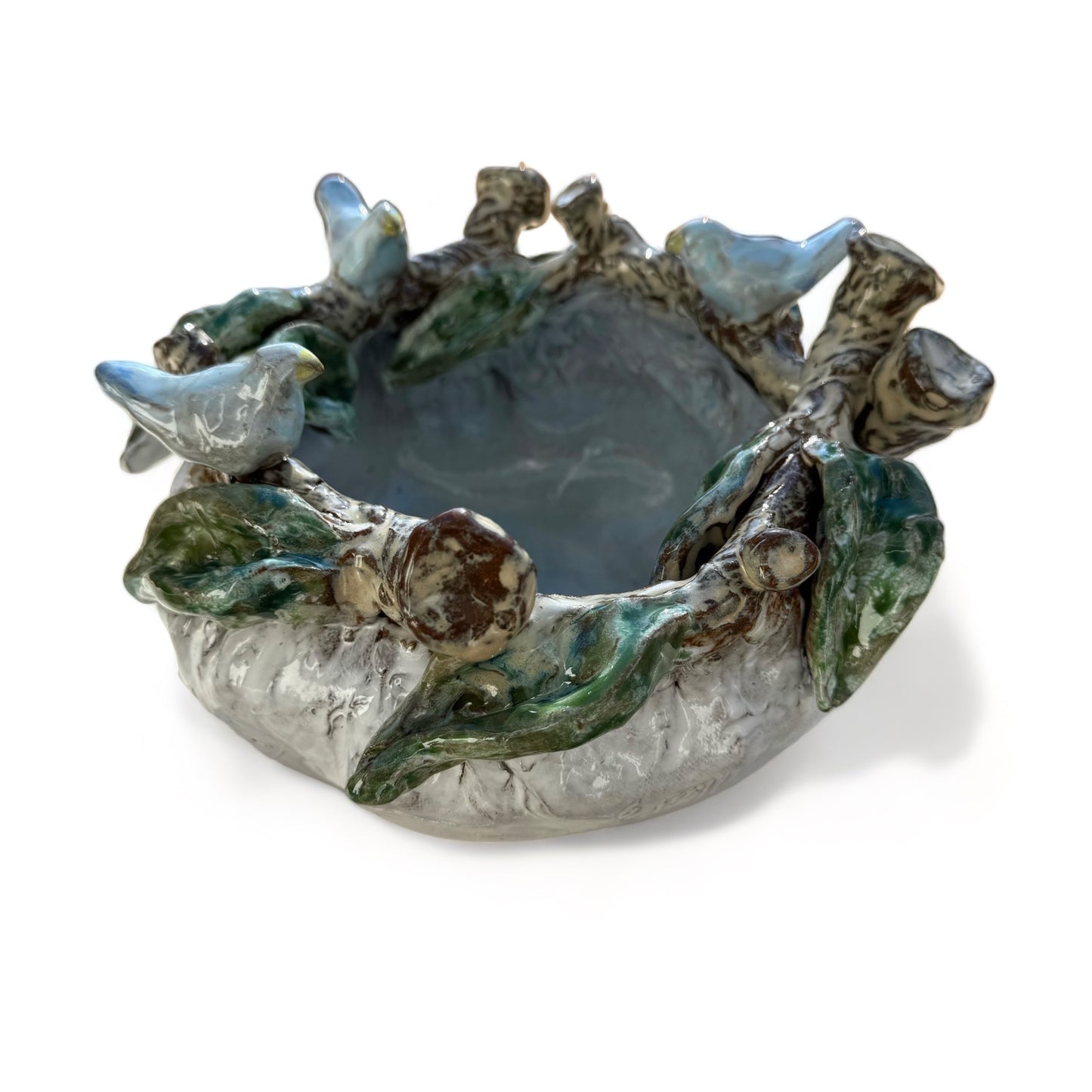 Betsy Rose Vessel  w/3 Blue Birds Large