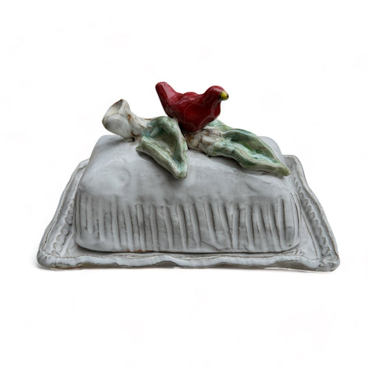 Butter Dish w/Red on Branch