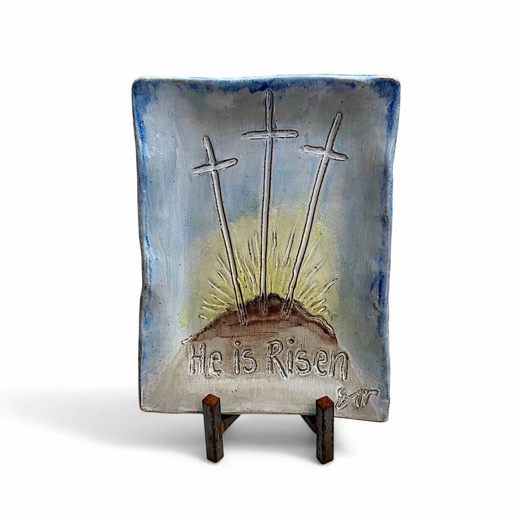Calvary Tray "He Is Risen"