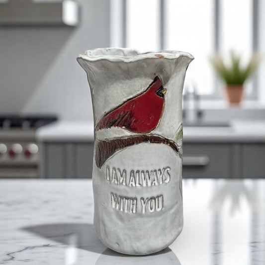Cardinal Vase 7.5" Tall "I am always with you."