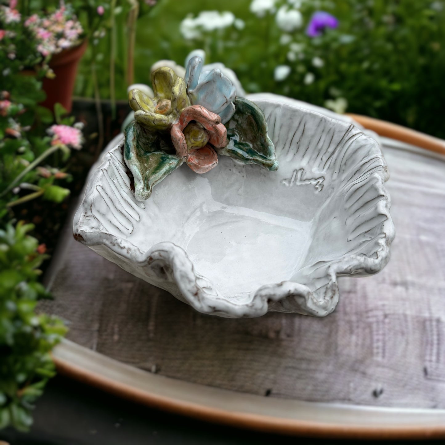 Corner Dip Bowl Colorful Flowers