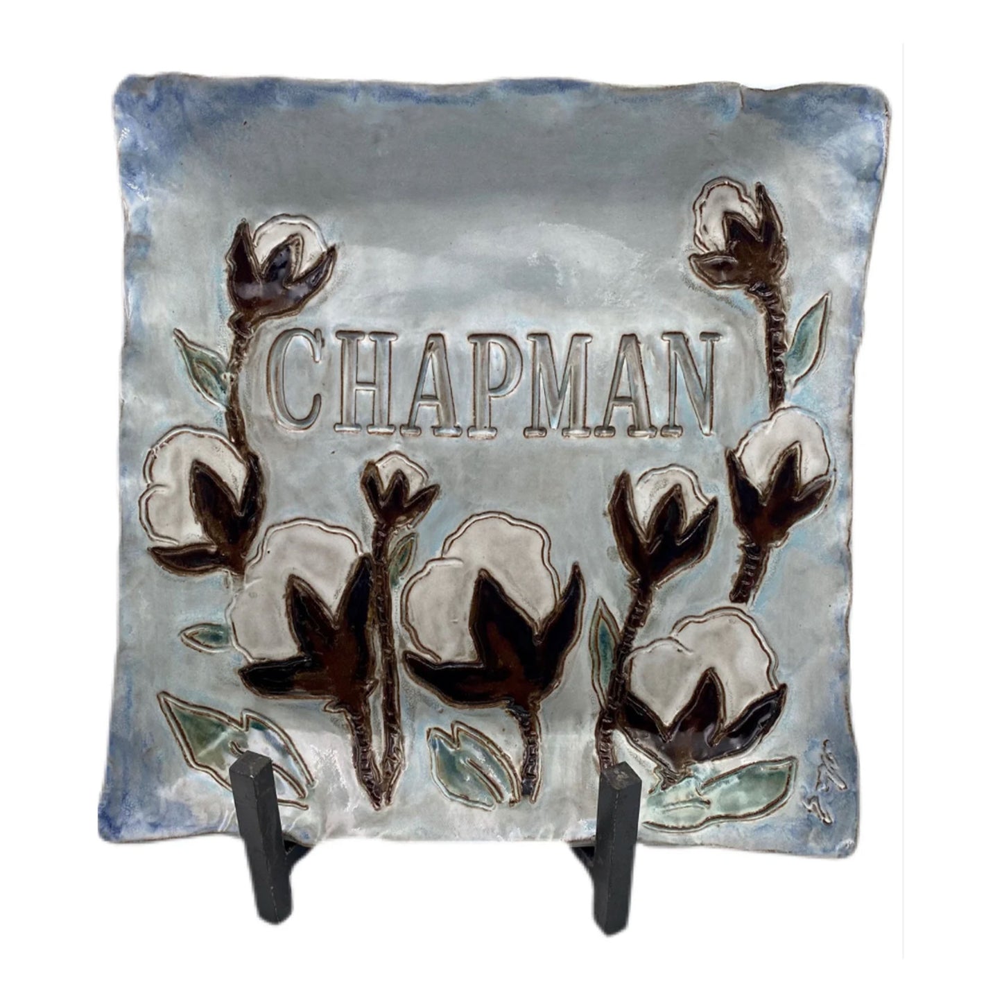 Cotton Tray w/Name 13"X13" Blue Background