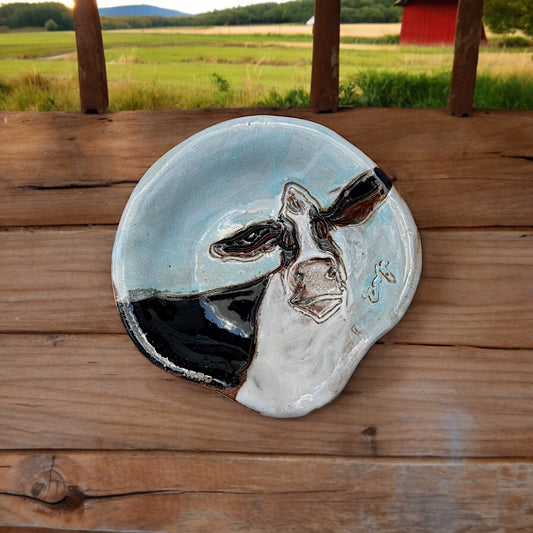 Mini Spoon Rest w/Cow 4"