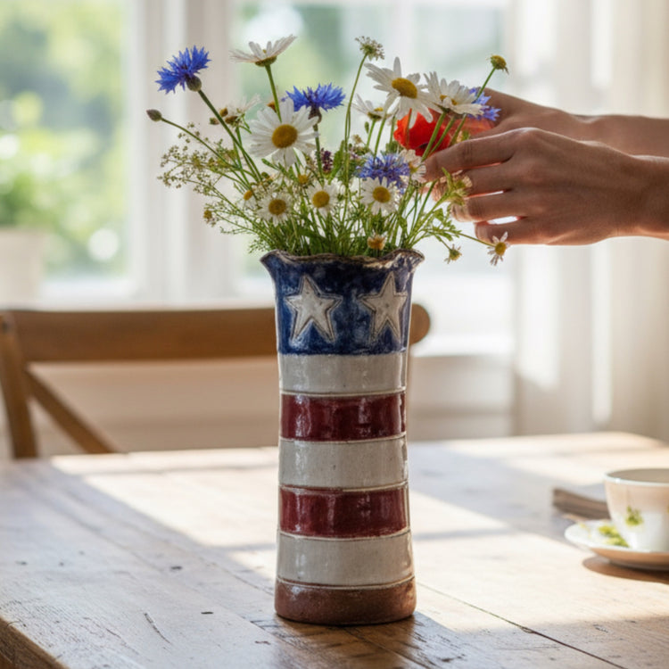 Vase 7.5" Tall Flag