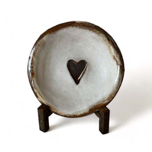 Heart Ring Dish 4" w/Antiquing