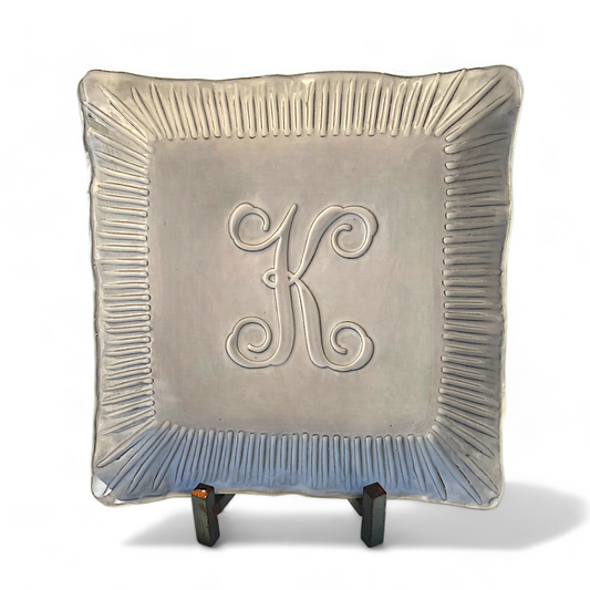 13" X 13" Single Intial Tray Script Letter