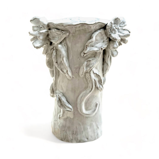 Vase 10" X 7" Magnolia & Vine Antique White