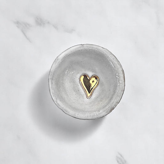Mini Heart Ring Dish 22K Gold Luster Heart