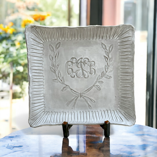 Monogram Tray w/Laurel Leaf 13" X 13"