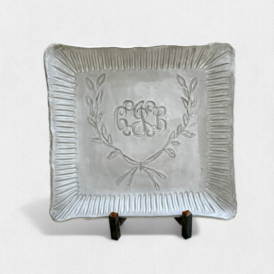 Monogram Tray w/Laurel Leaf 13" X 13"