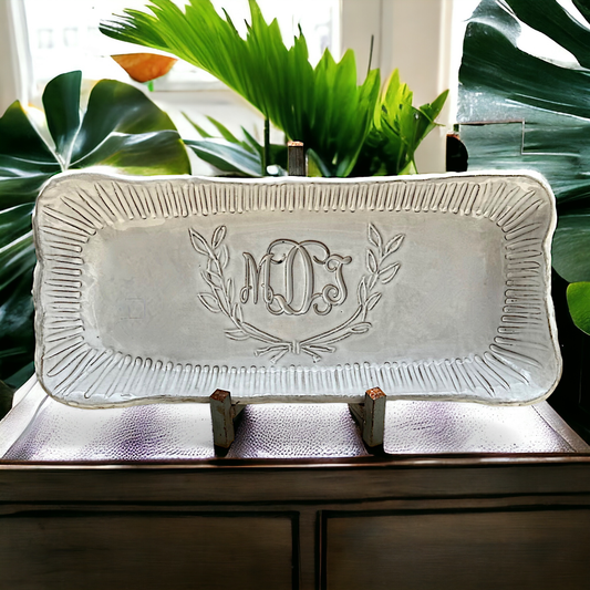 Bread Tray Monogrammed w/Laurel Wreath  17.5" X 7.5" X 2"