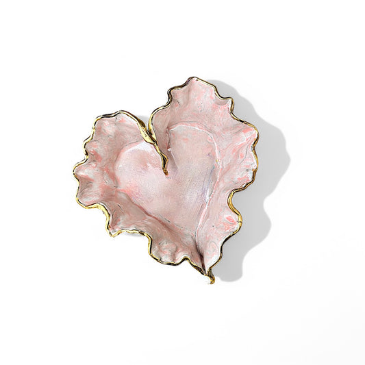 Dani Heart Pink w/22K Gold Rim Medium Approx. 9" X 8" X 2.5"