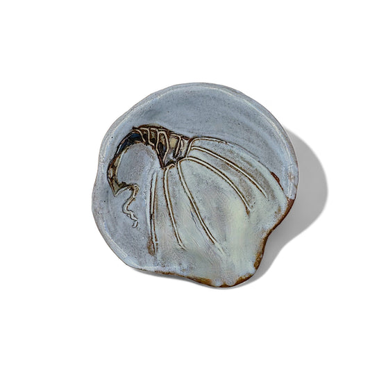 Mini Spoon Rest w/Antique White Pumpkin 4"