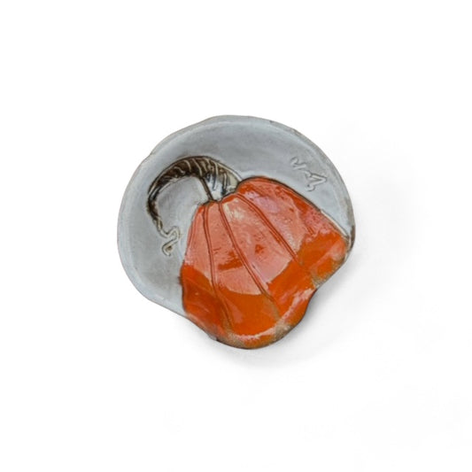 Mini Spoon Rest w/Orange Pumpkin 4"