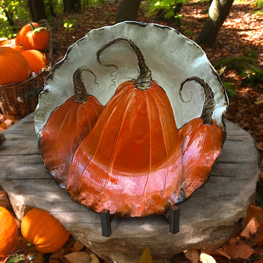3 Pumpkin Bowl Orange Approx. 14" Diam.