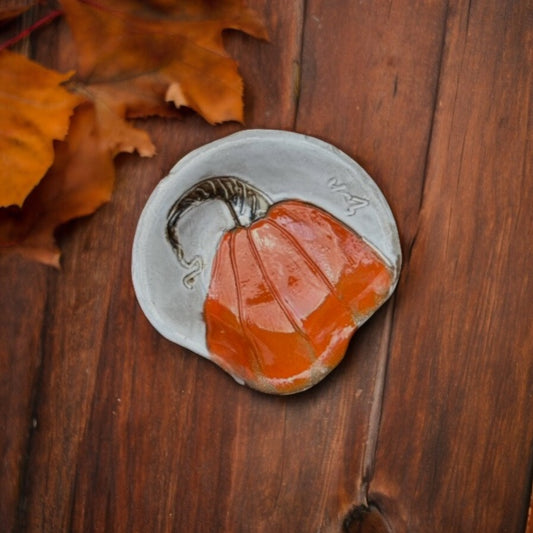 Mini Spoon Rest w/Orange Pumpkin 4"