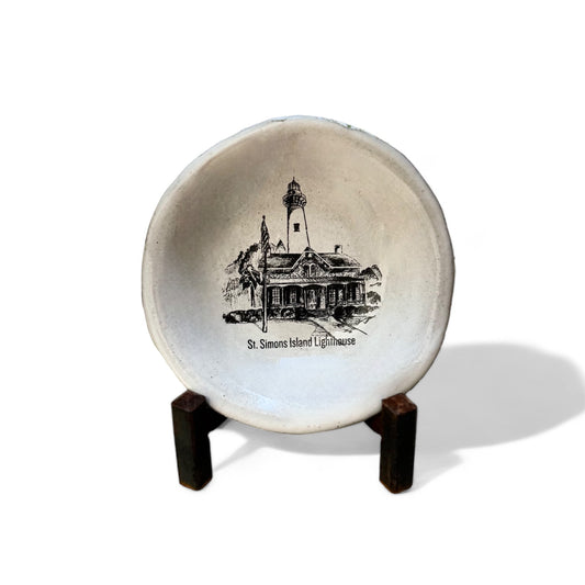 St. Simons Lighthouse Sketch Ring Dish 4"