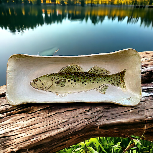 Bread Tray w/Fish Speckled Trout  17" X 6½"