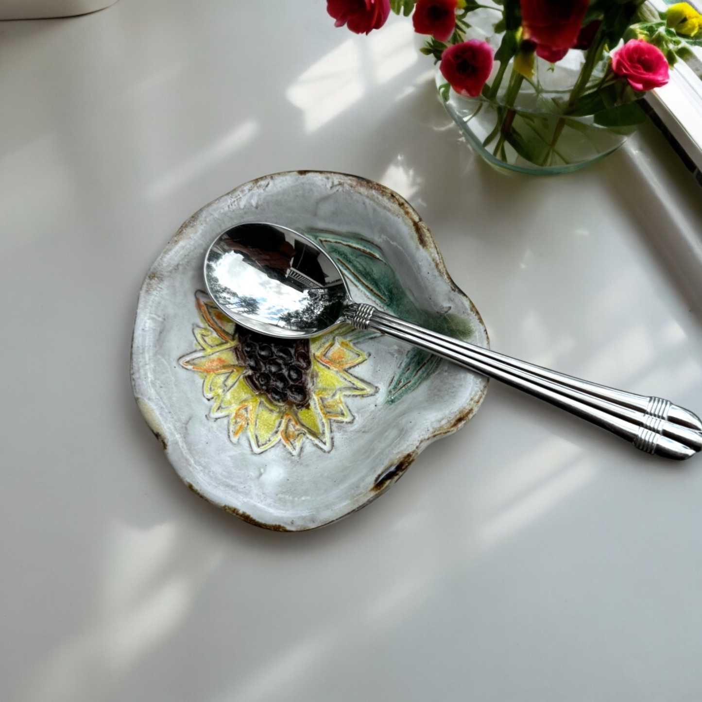Mini Spoon Rest Sunflower 4"