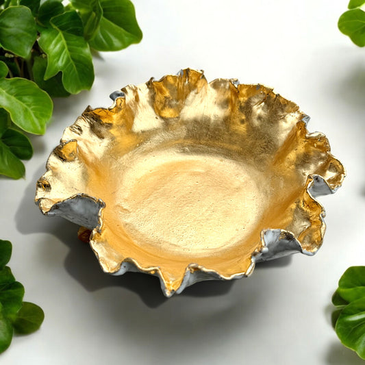 Sybil Bowl Gold Leaf Approx. 10" Diam.