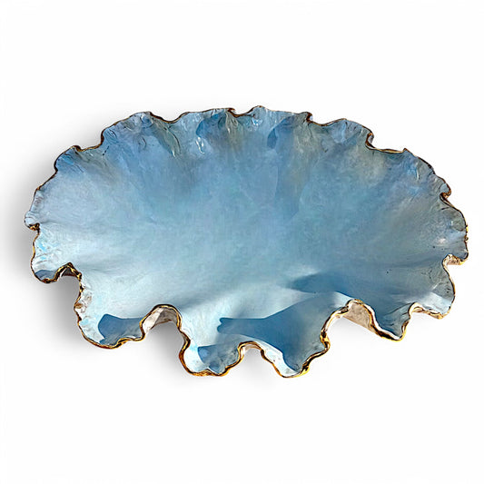 Sybil Anne Vessel Blue w/22K Gold Rim Approx.  22"L X 13"W X 5"D