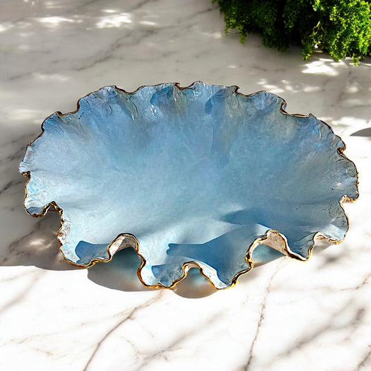 Sybil Anne Vessel Blue w/22K Gold Rim Approx.  22"L X 13"W X 5"D