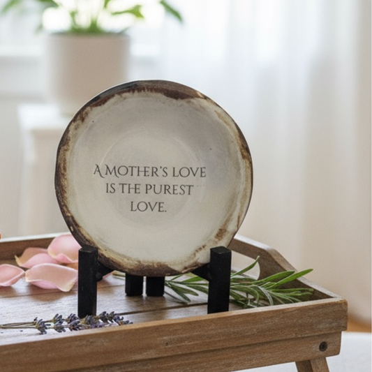 A Mother's love is the purest…Ring Dish Rusted Antique White