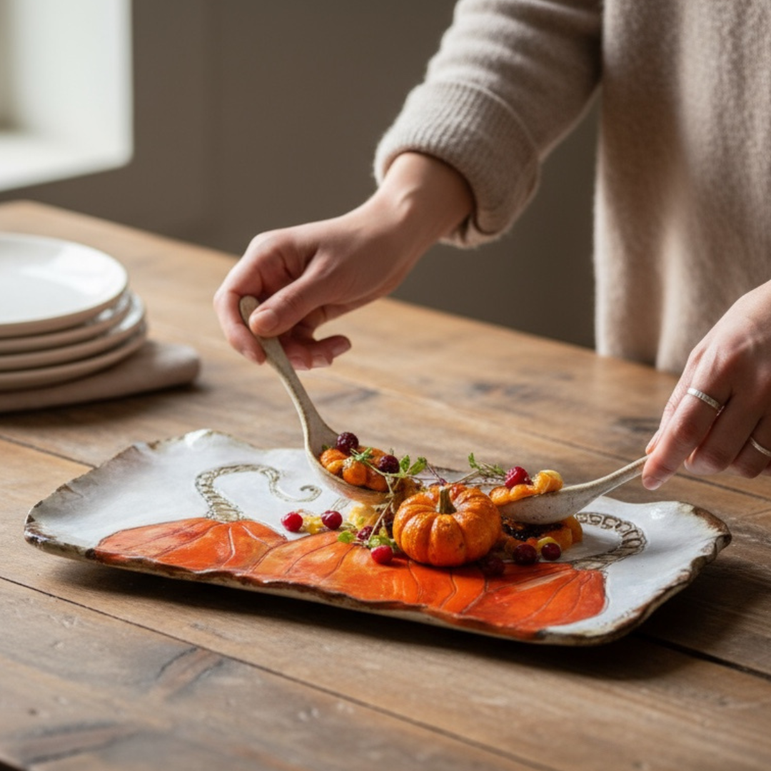 Pumpkin Server Orange. 17.5" X 8.5"