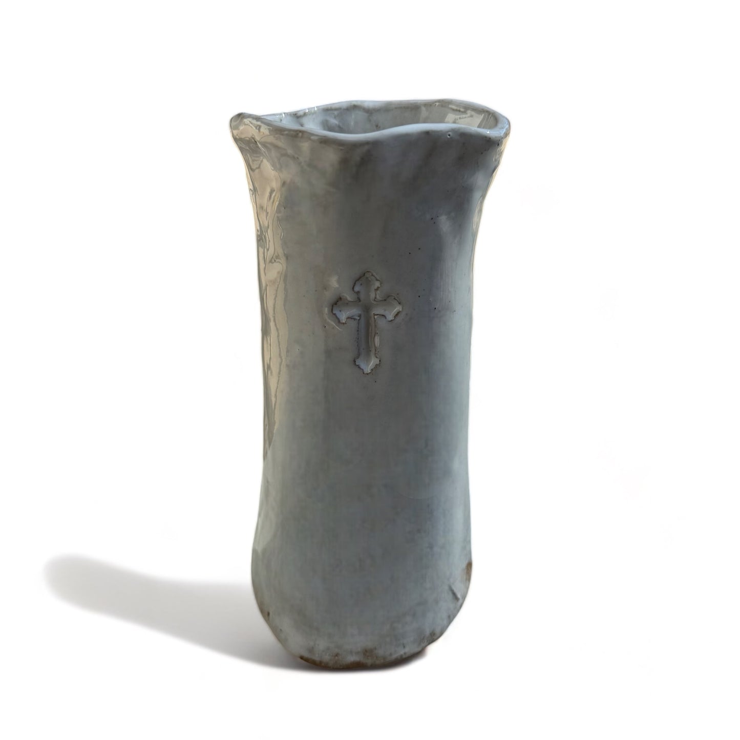 Bud Vase w/Cross 5½"T X 3½"W Antique White