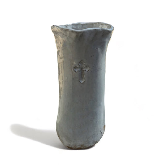 Bud Vase w/Cross 5½"T X 3½"W Antique White