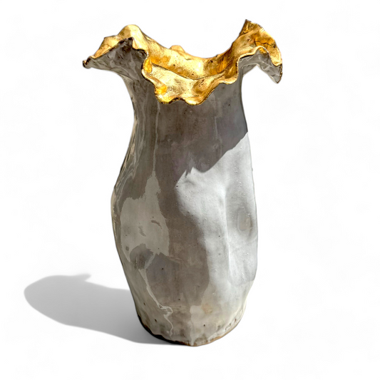 SAK Vase 10" X 7" Gold Leaf