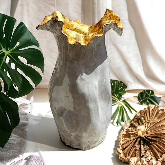 SAK Vase 10" X 7" Gold Leaf