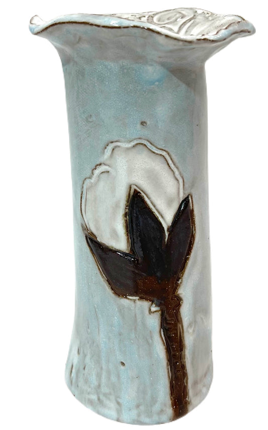 Vase 7.5" Tall w/Cotton Blue Background