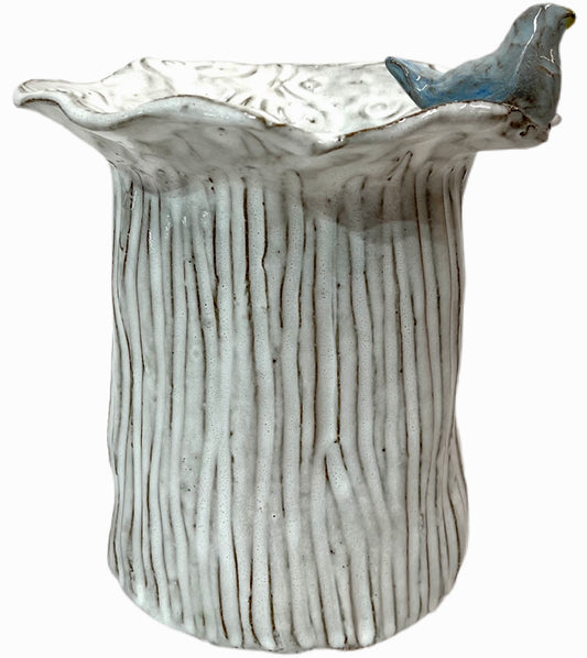 Vase 7" X 6" w/Blue Bird