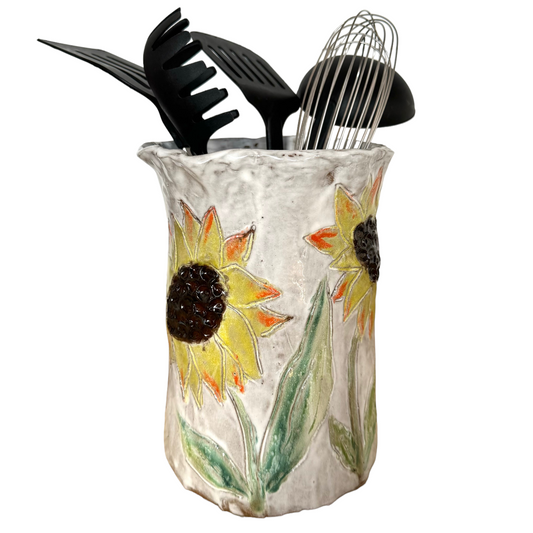 Utensil Holder - Sunflowers