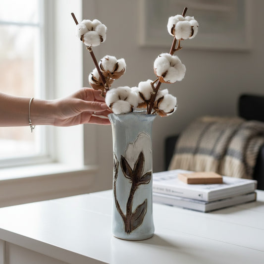 Cotton Boll Vase 7.5" No. 1