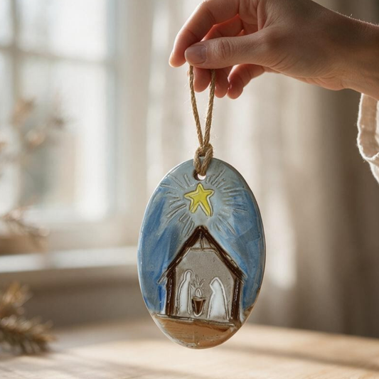 Nativity Ornament w/Jute String 5 1/2 "