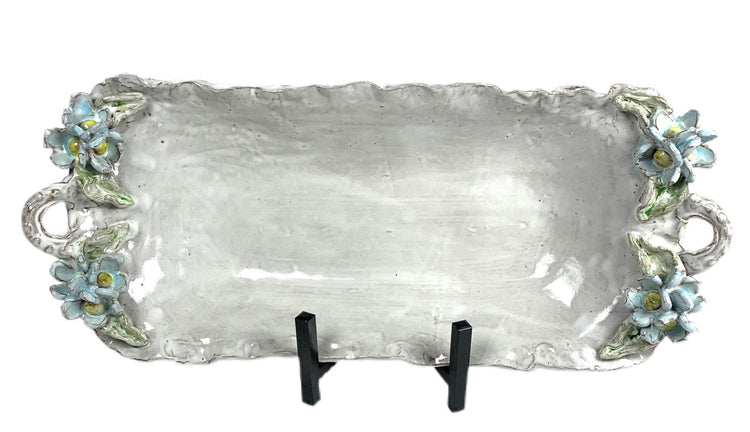Barbara Jean Tray w/Blue Flowers & Handles