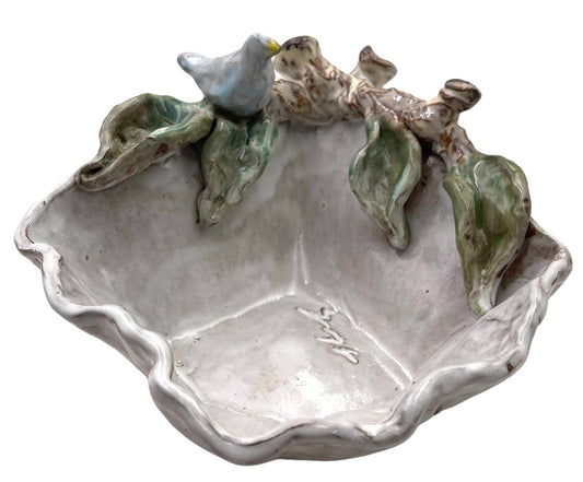 Corner Dip Bowl Blue Bird on Branch