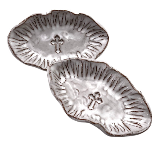 Oval Mini Ring Dish w/Cross Blurred Lines