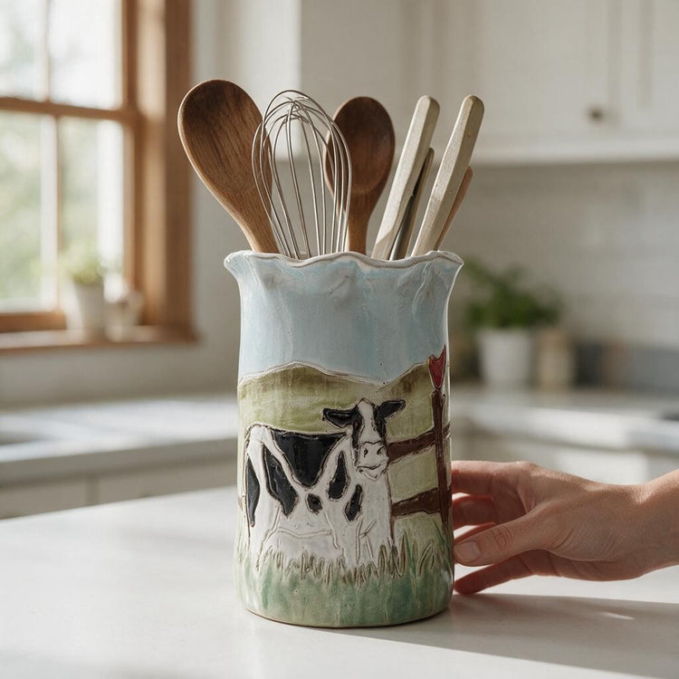 Utensil Holder - Cow